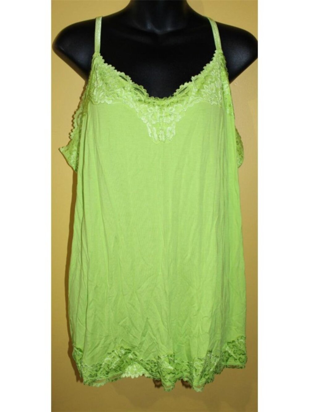NWT Lane Bryant Lime Green 2x Lace Trimmed Cami Tank Y2K Style 18/20